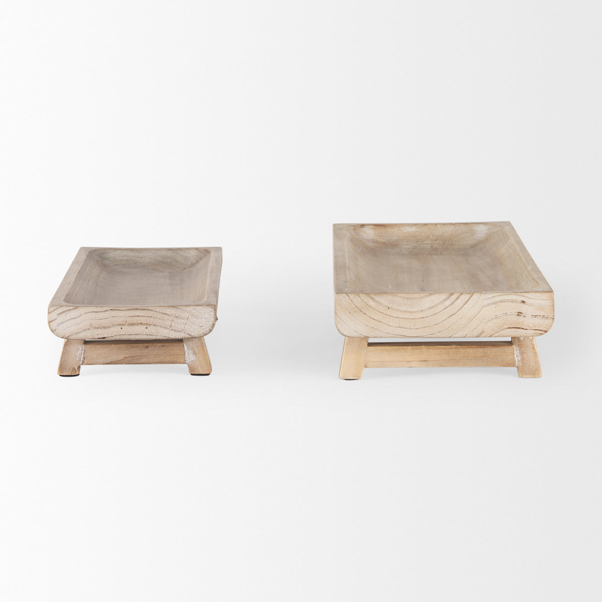 Carver Set of 2 Rectangular White Washed Wood Trays from Mercana - Luna Furniture
