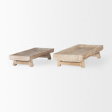 Carver Set of 2 Rectangular White Washed Wood Trays from Mercana - Luna Furniture