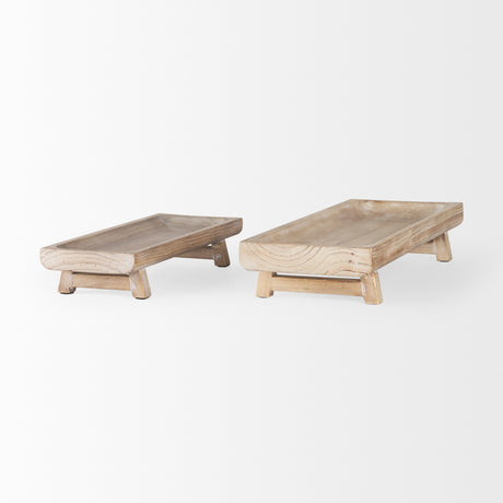 Carver Set of 2 Rectangular White Washed Wood Trays from Mercana - Luna Furniture