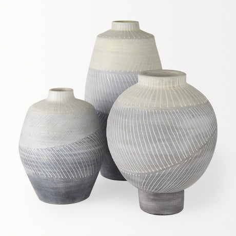Blume 10H Off-White w/ Gray Textured Vase from Mercana - Luna Furniture