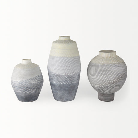 Blume 10H Off-White w/ Gray Textured Vase from Mercana - Luna Furniture