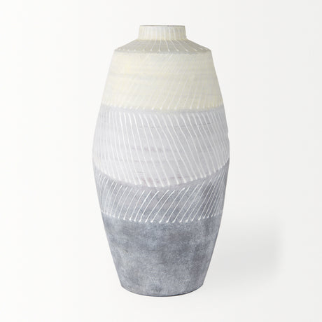 Blume 16.5H Off-White w/ Gray Textured Vase from Mercana - Luna Furniture