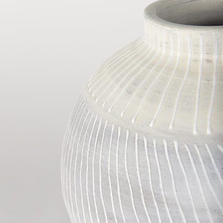Blume 12.5H Off-White w/ Gray Textured Vase from Mercana - Luna Furniture