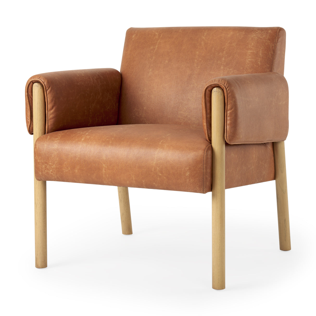Ashton Brown Vegan Leather w/ Light Wood Accent Chair from Mercana - Luna Furniture