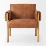 Ashton Brown Vegan Leather w/ Light Wood Accent Chair from Mercana - Luna Furniture
