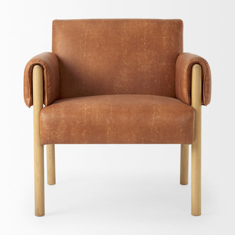 Ashton Brown Vegan Leather w/ Light Wood Accent Chair from Mercana - Luna Furniture
