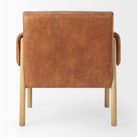 Ashton Brown Vegan Leather w/ Light Wood Accent Chair from Mercana - Luna Furniture