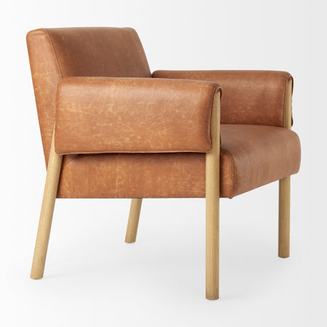 Ashton Brown Vegan Leather w/ Light Wood Accent Chair from Mercana - Luna Furniture