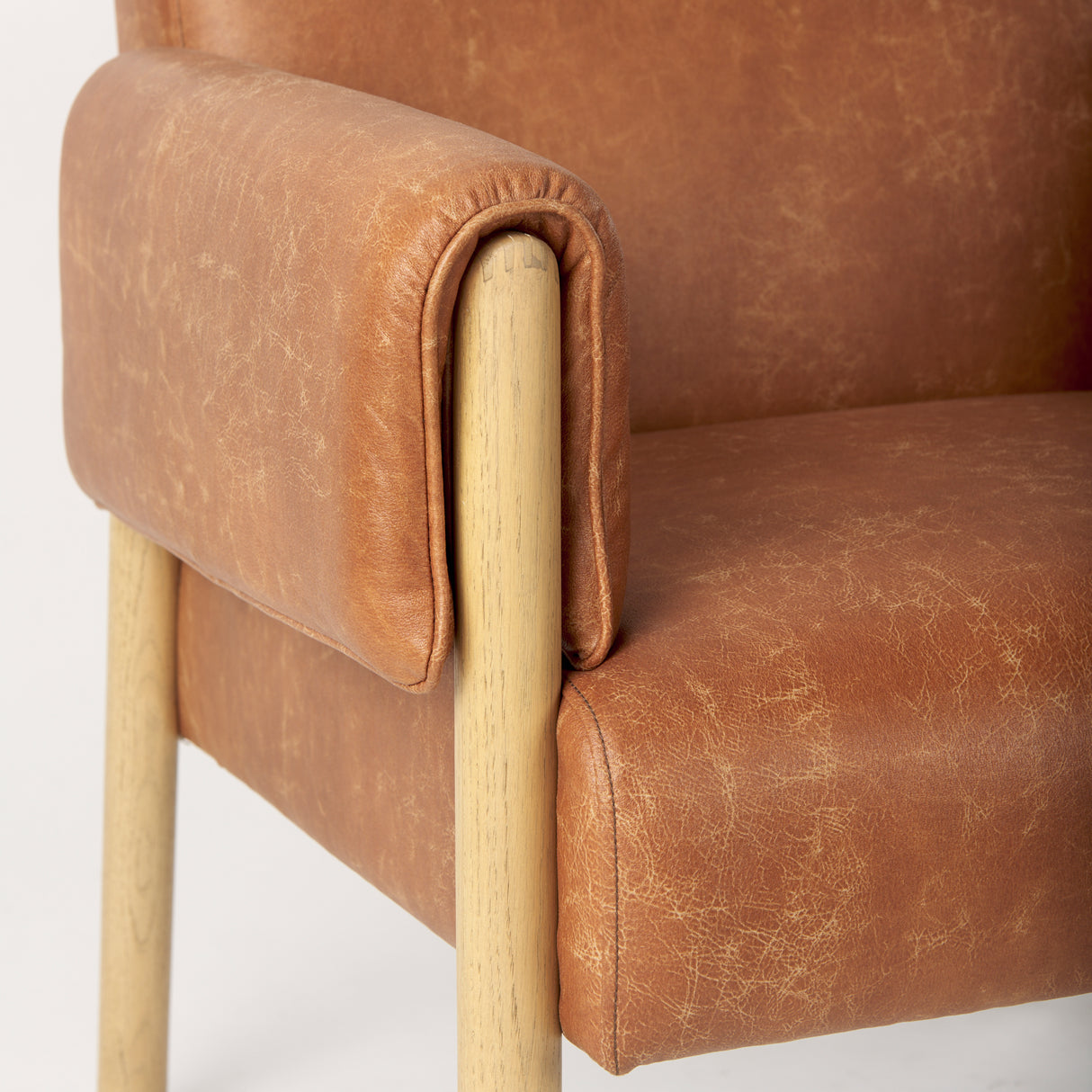 Ashton Brown Vegan Leather w/ Light Wood Accent Chair from Mercana - Luna Furniture
