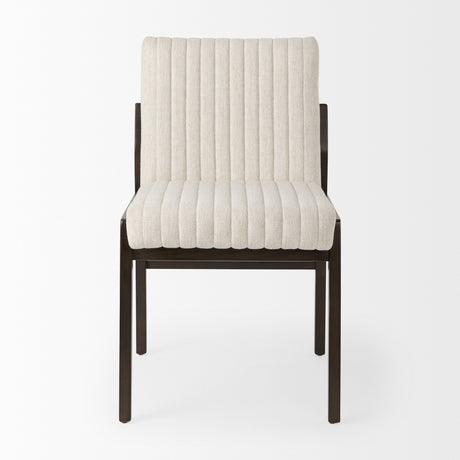 Tahoe Cream Fabric and Black-Brown Wood Dining Chair from Mercana - Luna Furniture