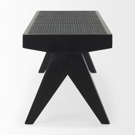 Arvin 59.1L x 17.7W x 18.1H Black Wooden Bench from Mercana - Luna Furniture