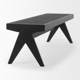 Arvin 59.1L x 17.7W x 18.1H Black Wooden Bench from Mercana - Luna Furniture