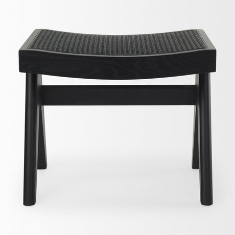 Arvin 21.7L x 17.7W x 18.1H Black Wooden Stool from Mercana - Luna Furniture