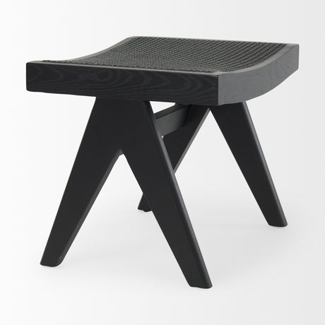 Arvin 21.7L x 17.7W x 18.1H Black Wooden Stool from Mercana - Luna Furniture