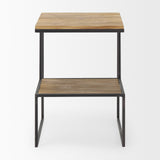 Ronin 22"H Square 2-Tier Wood w/ Black Metal Accent Table from Mercana - Luna Furniture