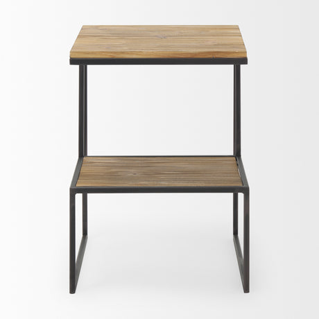 Ronin 22"H Square 2-Tier Wood w/ Black Metal Accent Table from Mercana - Luna Furniture