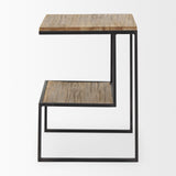 Ronin 22"H Square 2-Tier Wood w/ Black Metal Accent Table from Mercana - Luna Furniture