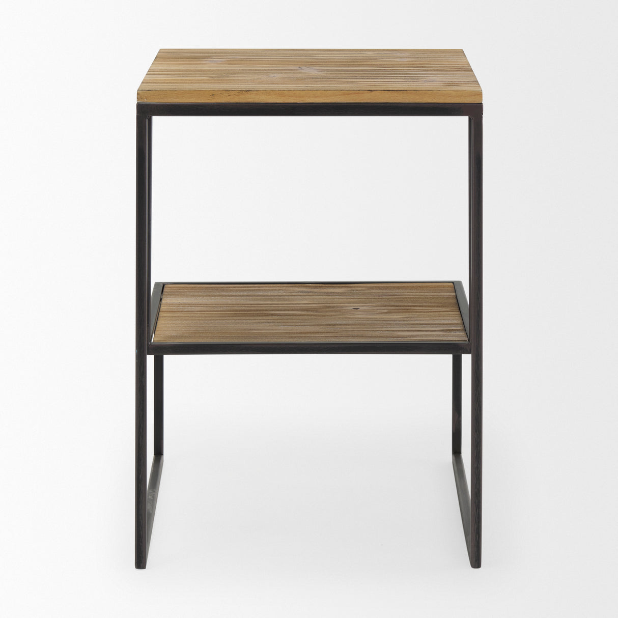 Ronin 22"H Square 2-Tier Wood w/ Black Metal Accent Table from Mercana - Luna Furniture