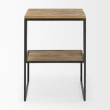 Ronin 22"H Square 2-Tier Wood w/ Black Metal Accent Table from Mercana - Luna Furniture