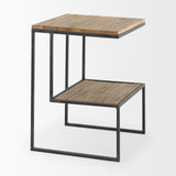 Ronin 22"H Square 2-Tier Wood w/ Black Metal Accent Table from Mercana - Luna Furniture