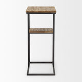 Ronin 25"H Rectangle 2-Tier Wood w/ Black Metal Accent Table from Mercana - Luna Furniture
