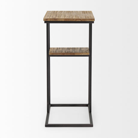 Ronin 25"H Rectangle 2-Tier Wood w/ Black Metal Accent Table from Mercana - Luna Furniture