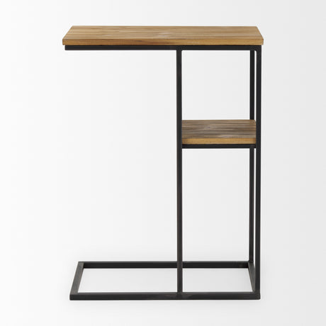 Ronin 25"H Rectangle 2-Tier Wood w/ Black Metal Accent Table from Mercana - Luna Furniture