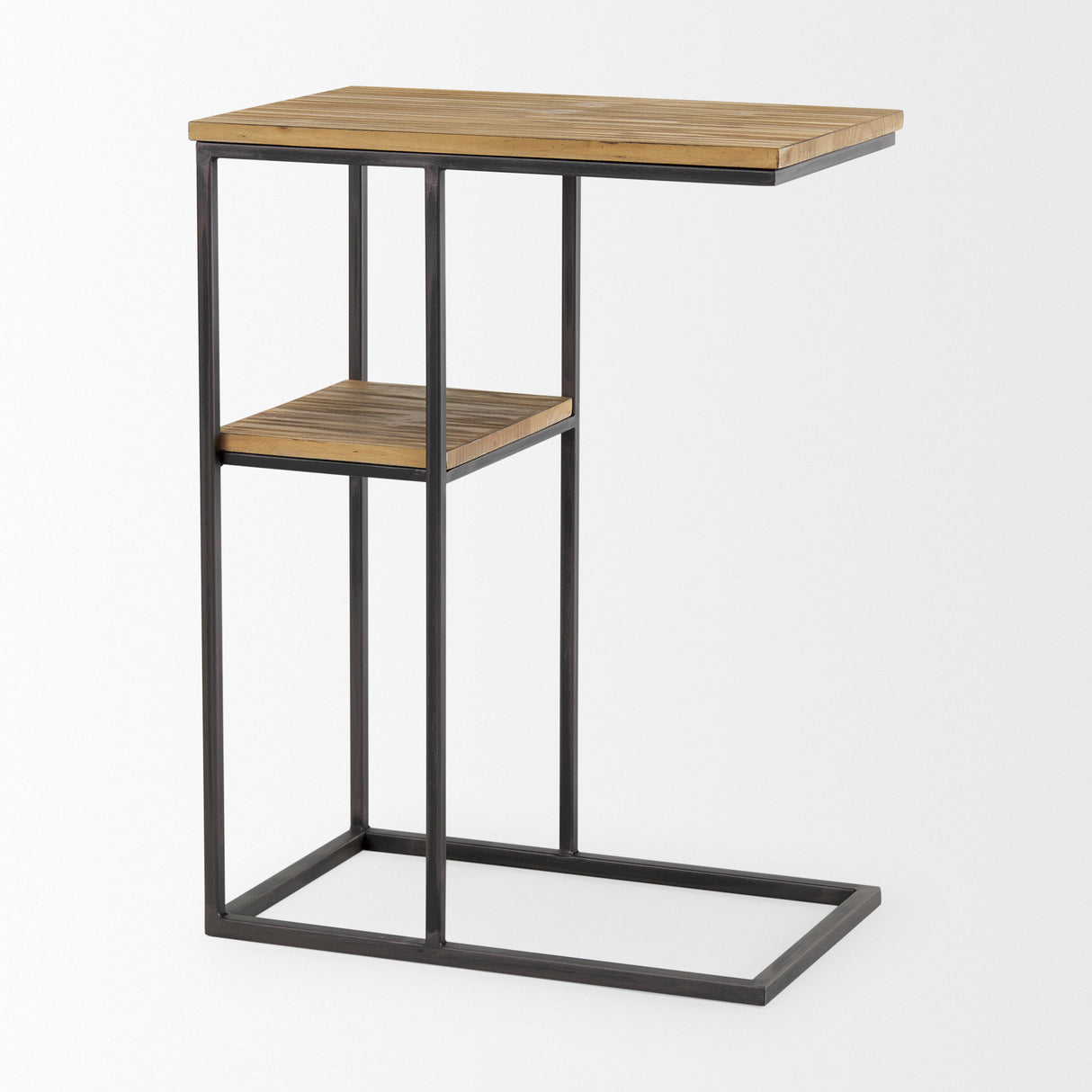 Ronin 25"H Rectangle 2-Tier Wood w/ Black Metal Accent Table from Mercana - Luna Furniture