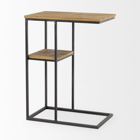 Ronin 25"H Rectangle 2-Tier Wood w/ Black Metal Accent Table from Mercana - Luna Furniture