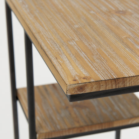 Ronin 25"H Rectangle 2-Tier Wood w/ Black Metal Accent Table from Mercana - Luna Furniture