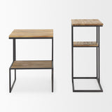Ronin 25"H Rectangle 2-Tier Wood w/ Black Metal Accent Table from Mercana - Luna Furniture