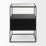 Samson 15.7L x 15.7W x 21.3H Side Table Matte Black Metal and Glass from Mercana - Luna Furniture