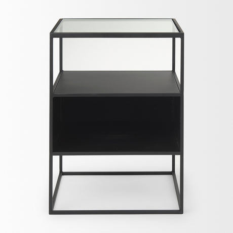 Samson 15.7L x 15.7W x 21.3H Side Table Matte Black Metal and Glass from Mercana - Luna Furniture