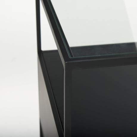 Samson 15.7L x 15.7W x 21.3H Side Table Matte Black Metal and Glass from Mercana - Luna Furniture