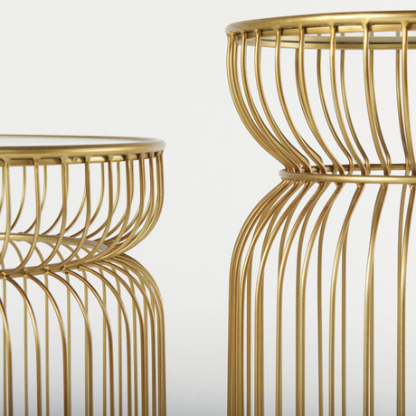 Shani Set of 2 Round, Gold Metal w/ Glass Accent Tables from Mercana - Luna Furniture
