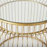 Shani Set of 2 Round, Gold Metal w/ Glass Accent Tables from Mercana - Luna Furniture