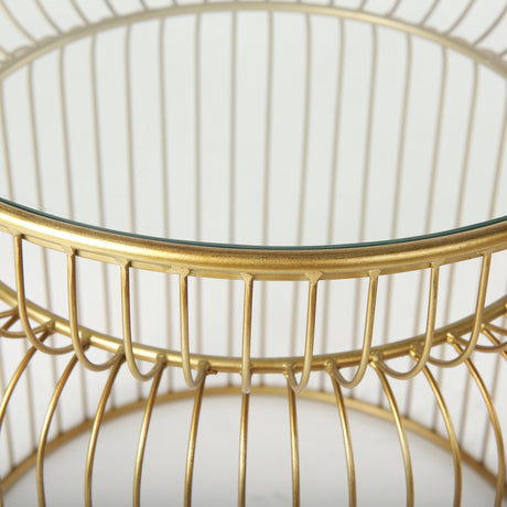 Shani Set of 2 Round, Gold Metal w/ Glass Accent Tables from Mercana - Luna Furniture