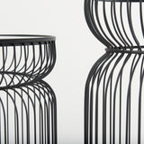Shani Set of 2 Round, Black Metal w/ Glass, Accent Tables from Mercana - Luna Furniture