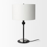 Sarah 15.0L x 10.0W x 22.2H Arched Black Metal W/Marble Cube and White Shade Table Lamp from Mercana - Luna Furniture