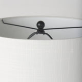 Sarah 15.0L x 10.0W x 22.2H Arched Black Metal W/Marble Cube and White Shade Table Lamp from Mercana - Luna Furniture