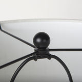 Sarah 15.0L x 10.0W x 22.2H Arched Black Metal W/Marble Cube and White Shade Table Lamp from Mercana - Luna Furniture