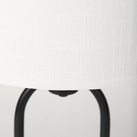 Sarah 15.0L x 10.0W x 22.2H Arched Black Metal W/Marble Cube and White Shade Table Lamp from Mercana - Luna Furniture