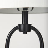 Sarah 15.0L x 10.0W x 22.2H Arched Black Metal W/Marble Cube and White Shade Table Lamp from Mercana - Luna Furniture