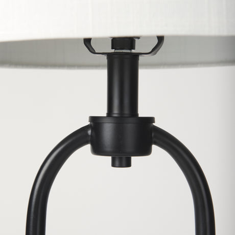Sarah 15.0L x 10.0W x 22.2H Arched Black Metal W/Marble Cube and White Shade Table Lamp from Mercana - Luna Furniture