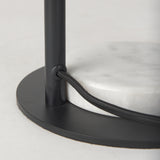 Sarah 15.0L x 10.0W x 22.2H Arched Black Metal W/Marble Cube and White Shade Table Lamp from Mercana - Luna Furniture