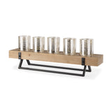Benk Wood and Black Metal Five Cup Candle Holder from Mercana - Luna Furniture