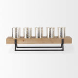 Benk Wood and Black Metal Five Cup Candle Holder from Mercana - Luna Furniture