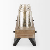 Benk Wood and Black Metal Five Cup Candle Holder from Mercana - Luna Furniture