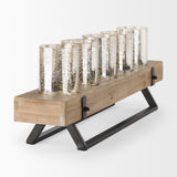 Benk Wood and Black Metal Five Cup Candle Holder from Mercana - Luna Furniture