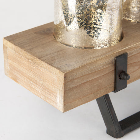 Benk Wood and Black Metal Five Cup Candle Holder from Mercana - Luna Furniture